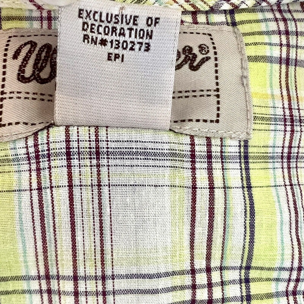 Wrangler Western Wrancher Women Small Pearl Snap Shirt Green Plaid Long Sleeve - Picture 11 of 11